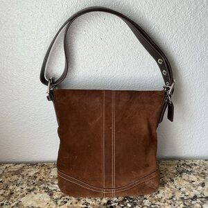 Coach Y2K Chocolate Brown Suede 2 Way Bag